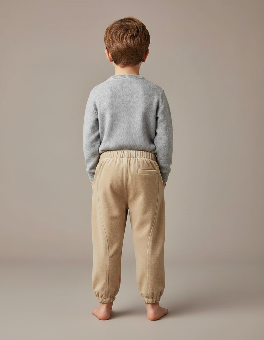 Pantalon Velours Beige Enfant Doux Ample Décontracté - vue 2