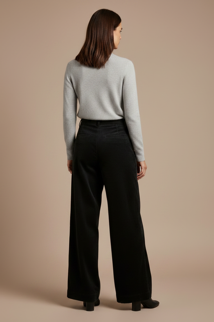 Pantalon Velours Cotele Noir Femme - vue 2