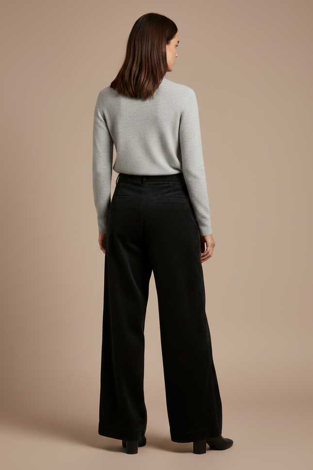 Pantalon Velours Cotele Noir Femme - vue 2