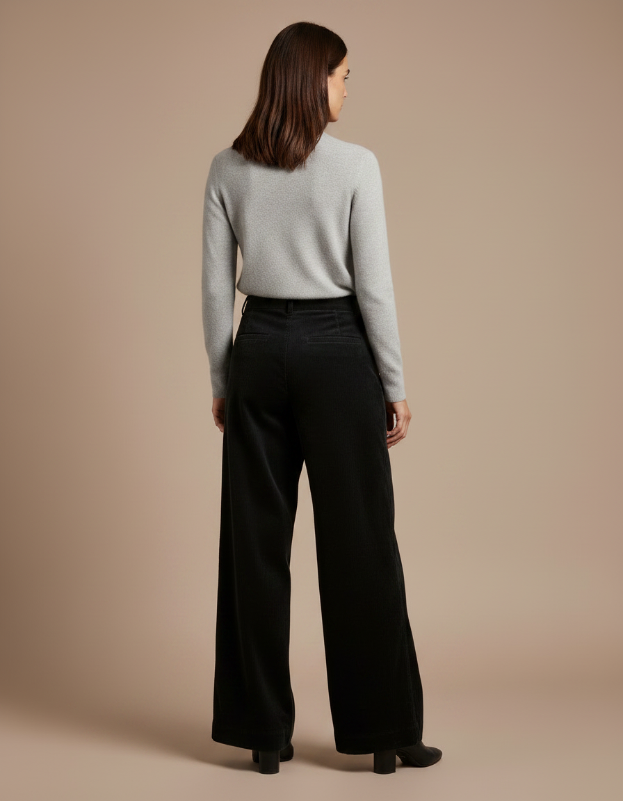 Pantalon Velours Cotele Noir Femme - vue 2