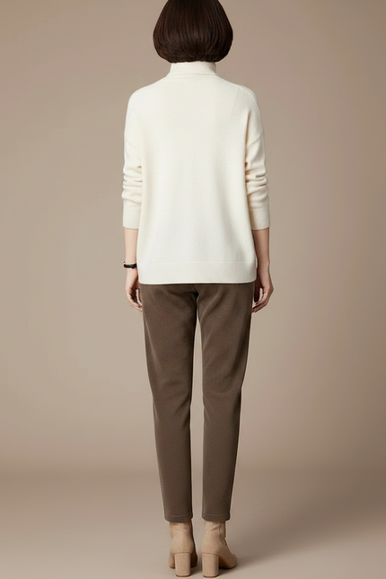 Pantalon Velours Marron Côtelé Droit Ample Femme - Cordé - vue 2