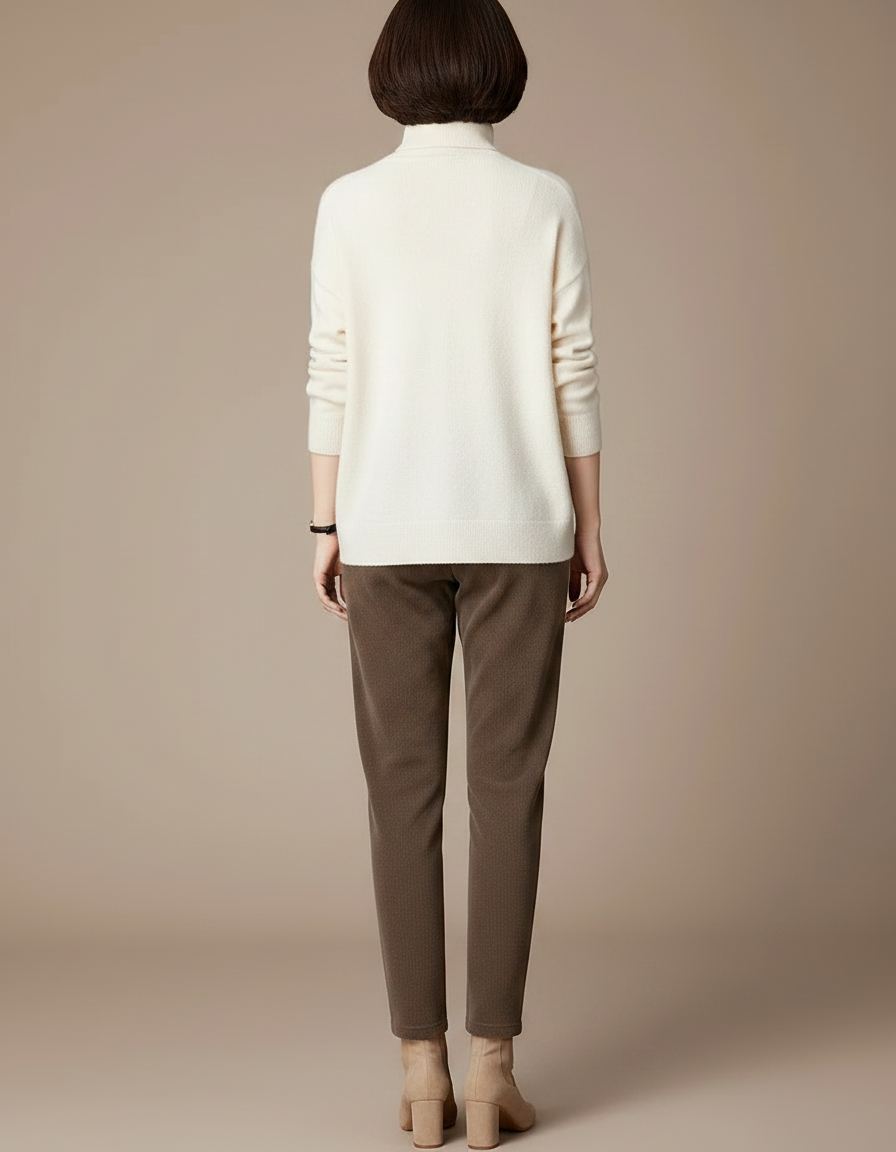 Pantalon Velours Marron Côtelé Droit Ample Femme - Cordé - vue 2
