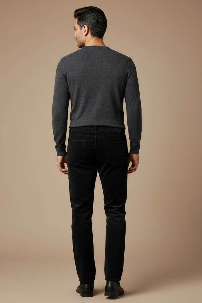 Pantalon Velour Slim - Noir Cordé - vue 2