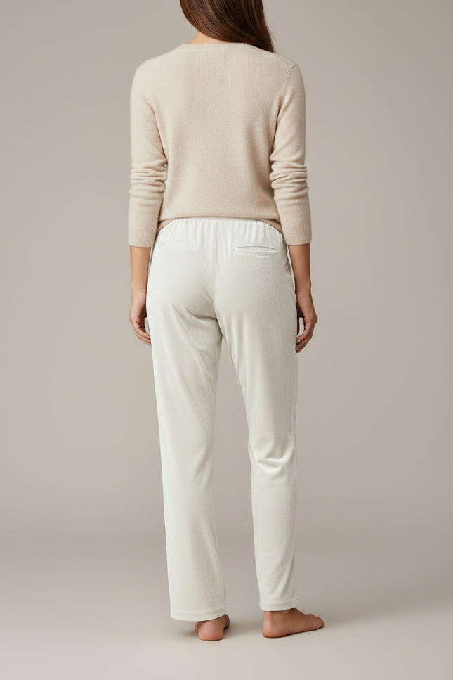 Pantalon Velours Femme Ecru - Beige - vue 2