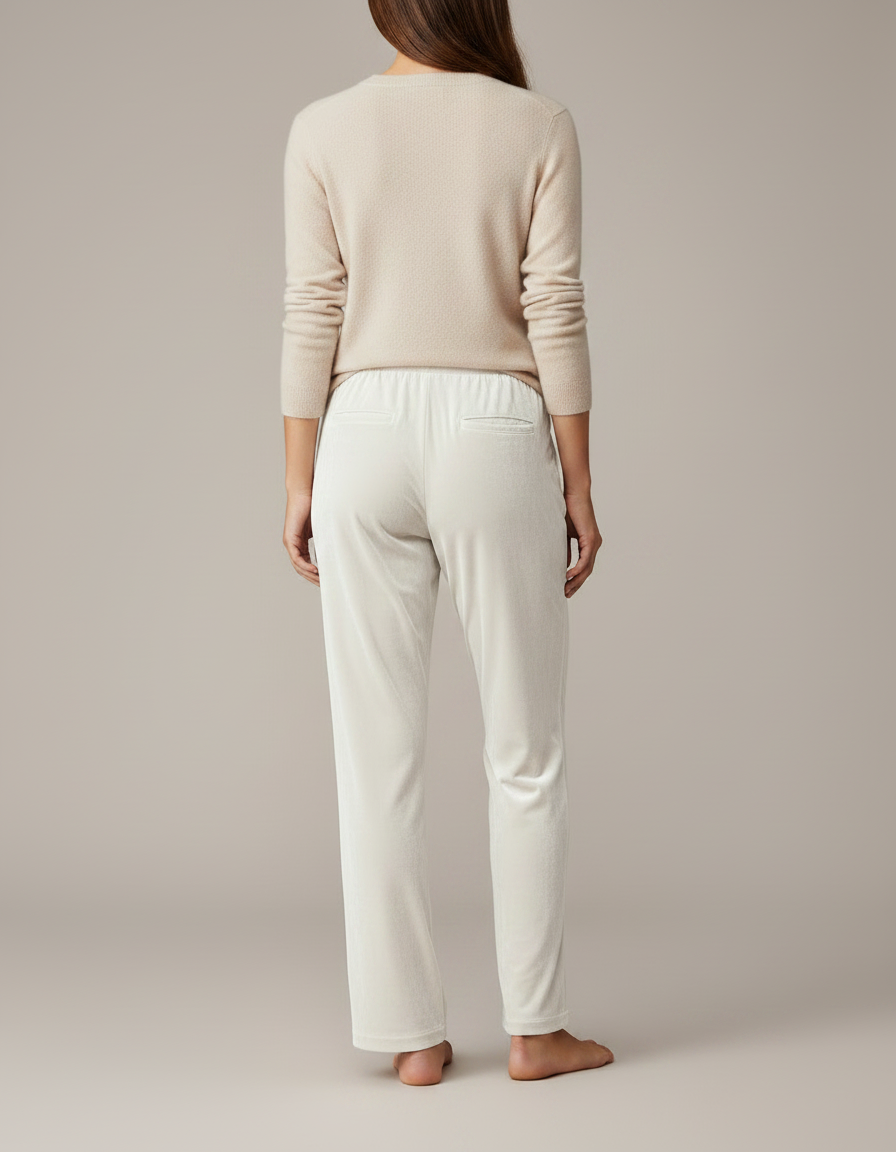 Pantalon Velours Femme Ecru - Beige - vue 2
