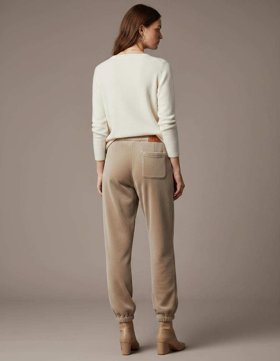 Pantalon Velours Beige Ample Doux Confortable Hiver - vue 2