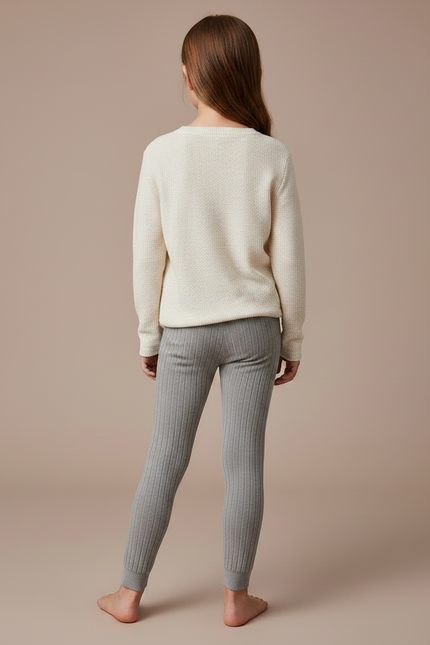 Pantalon Velours Gris Côtelé Doux Confortable Enfant - Cordé - vue 2