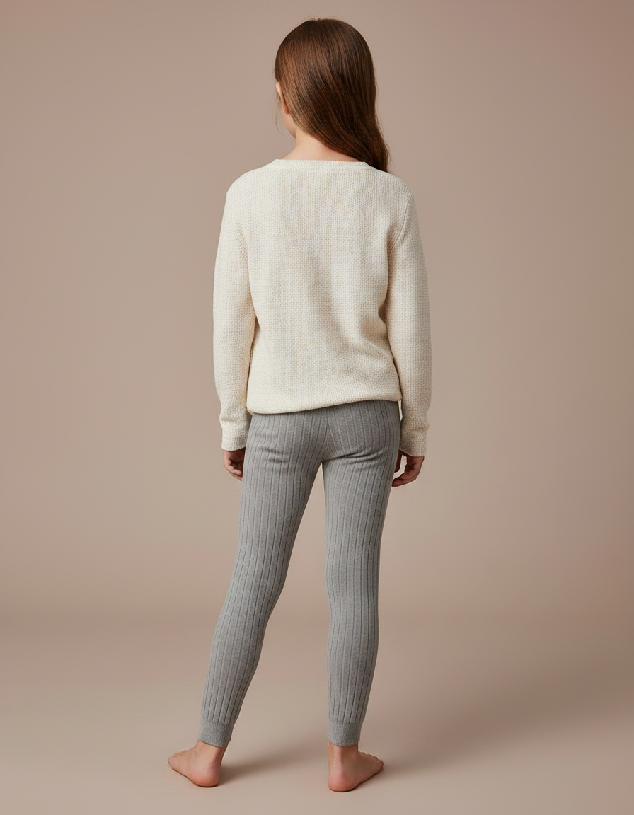 Pantalon Velours Gris Côtelé Doux Confortable Enfant - Cordé - vue 2