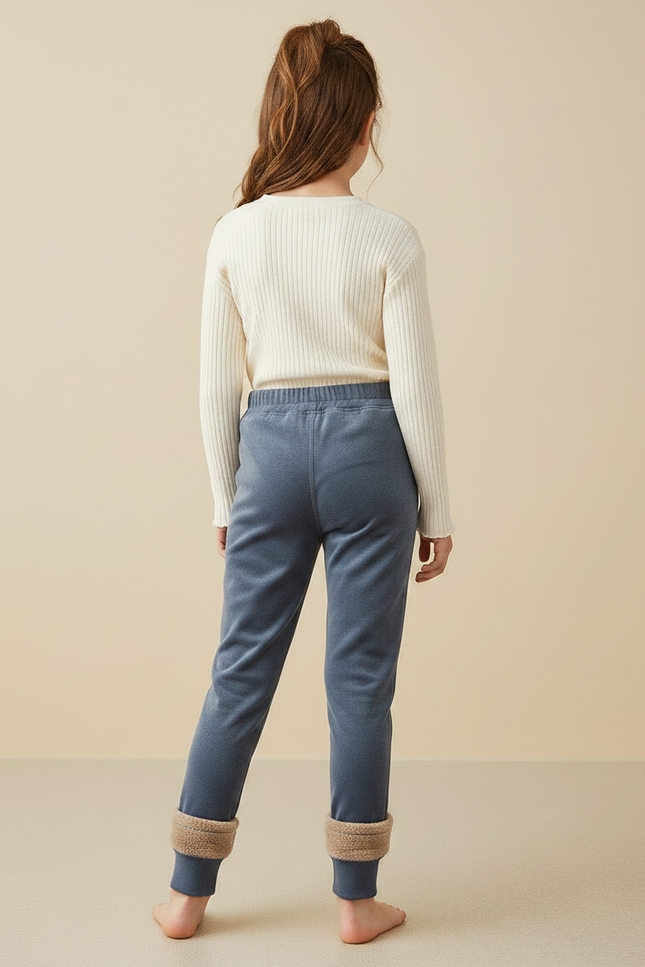 Pantalon Velours Bleu Doublé Fourrure Enfant Chaud - vue 2