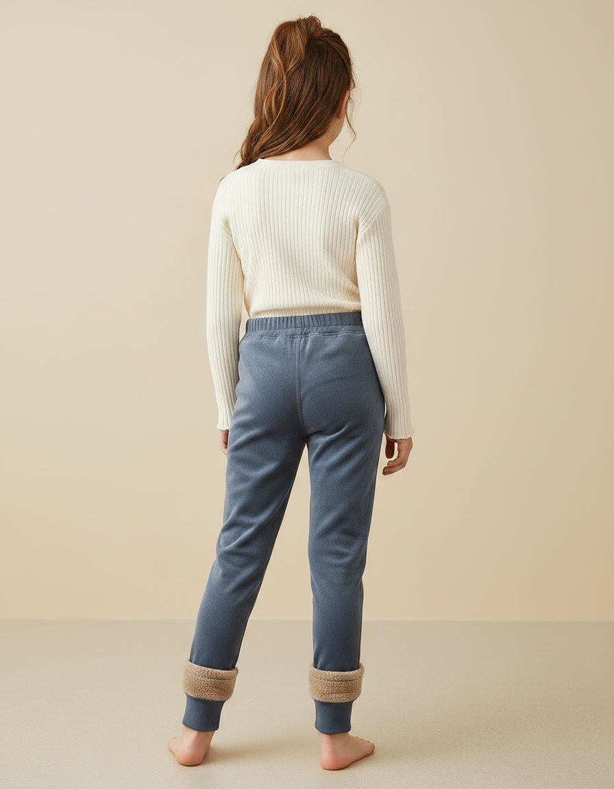 Pantalon Velours Bleu Doublé Fourrure Enfant Chaud - vue 2