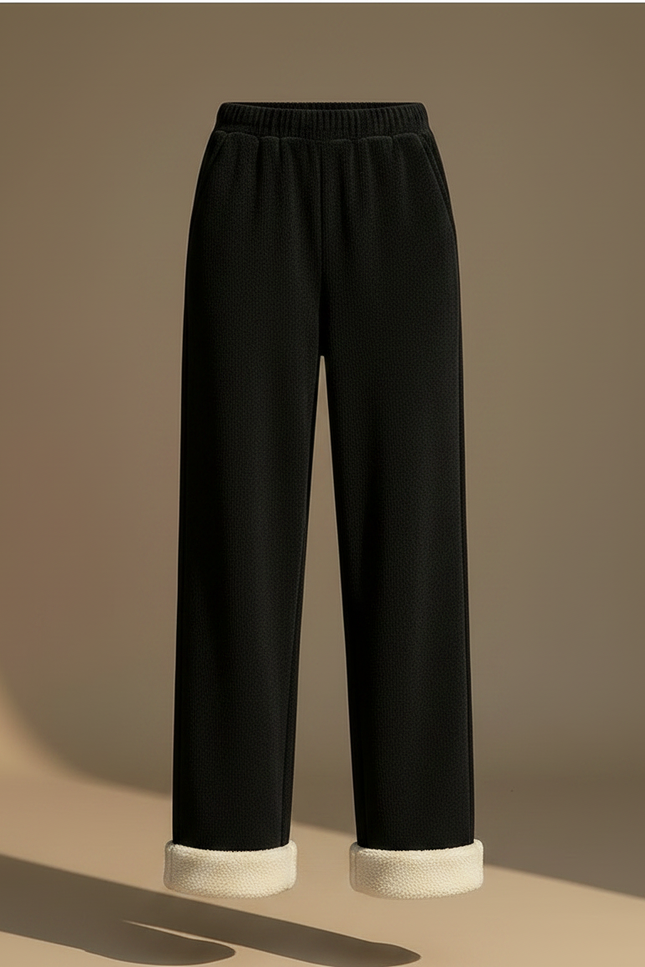 Pantalon Velours Noir Doublé Polaire Ample Hiver - vue 3
