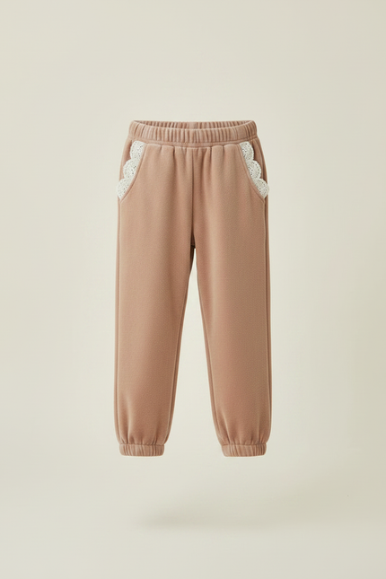 Pantalon Velours Enfant Fille Rose Dentelle Décontracté - vue 3