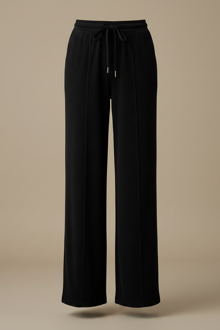 Pantalon Velours Noir Côtelé Ample Taille Haute Fluide - Cordé - vue 3