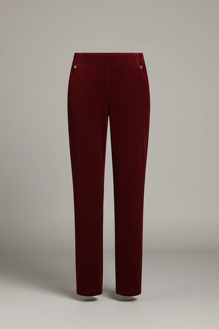 Pantalon Velours Bordeaux Droit Côtelé Femme Élégant - Cordé - vue 3