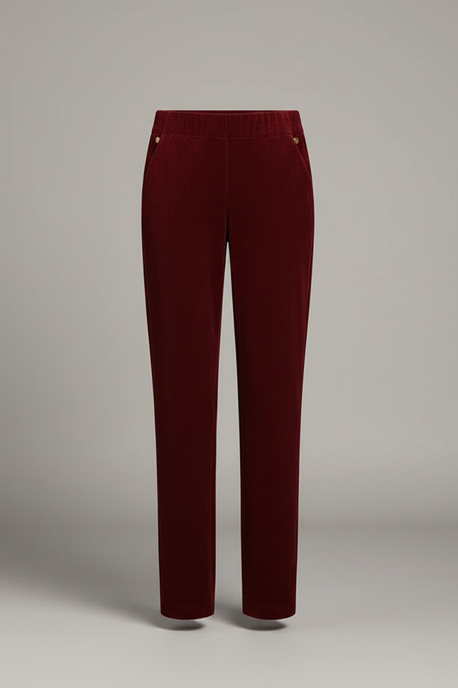 Pantalon Velours Bordeaux Droit Côtelé Femme Élégant - Cordé - vue 3