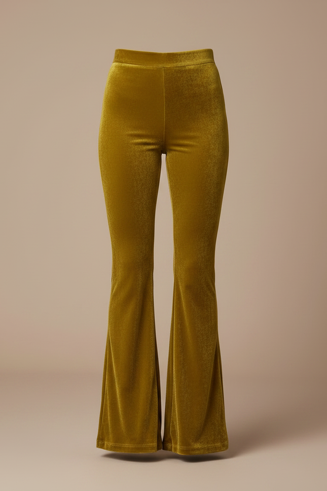 Pantalon Velours Évasé Taille Haute Confortable Femme - Doré - vue 3