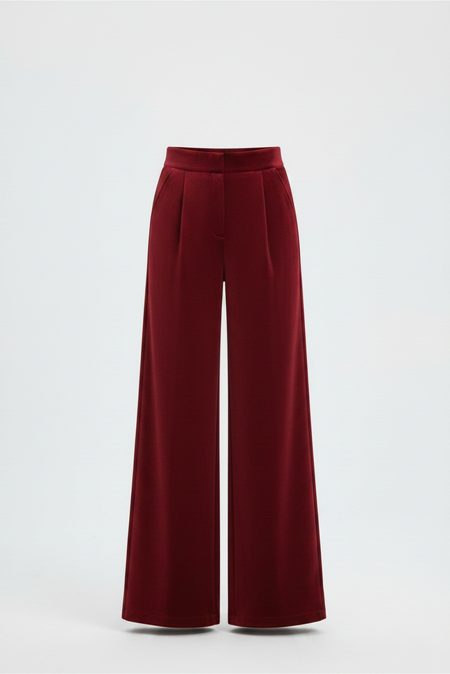 Pantalon Velours Bordeaux Droit Ample Épais Femme - vue 3