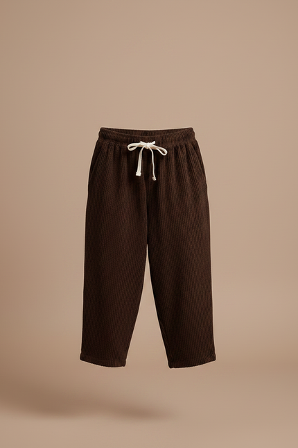 Pantalon Velours Marron Côtelé Ample Décontracté Enfants Hiver - Cordé - vue 3