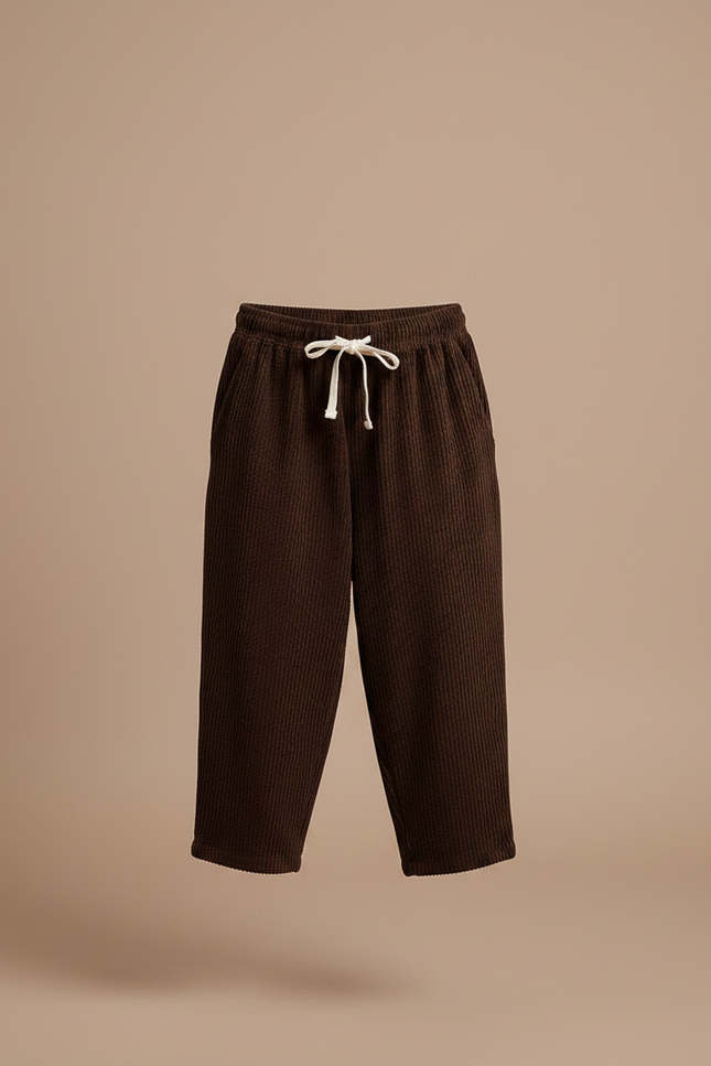 Pantalon Velours Marron Côtelé Ample Décontracté Enfants Hiver - Cordé - vue 3