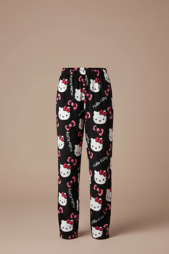 Pantalon Velours Noir Hello Kitty Doux Ample Enfant - vue 3