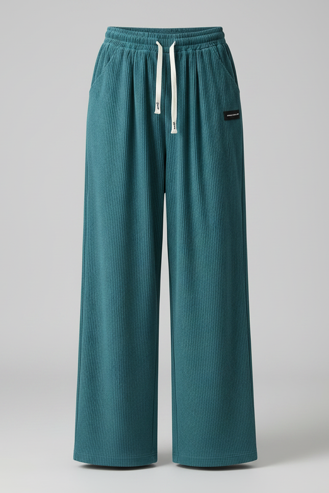 Pantalon Velours Côtelé Ample Décontracté Bleu Canard - Cordé - vue 3