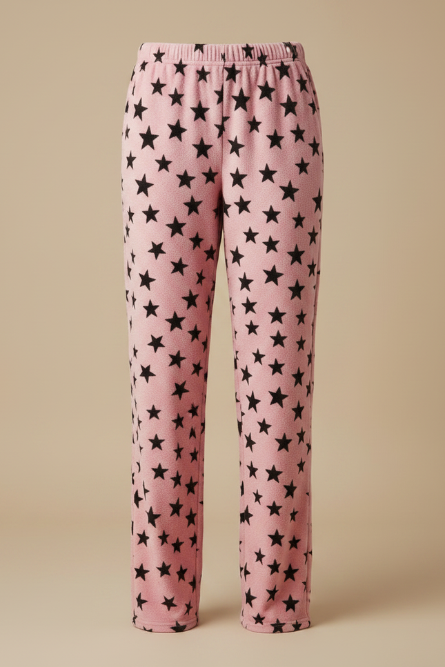 Pantalon Velours Rose Étoiles Ample Doux Femme - vue 3