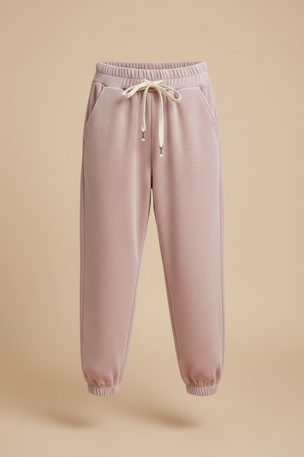 Pantalon Velours Rose Enfant Ample Décontracté Cordon - vue 3