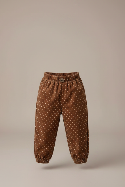 Pantalon Velours Marron Points Ample Enfant Chic - Cordé - vue 3