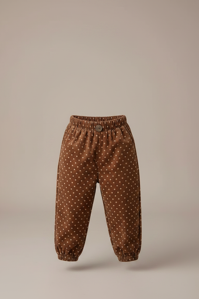 Pantalon Velours Marron Points Ample Enfant Chic - Cordé - vue 3