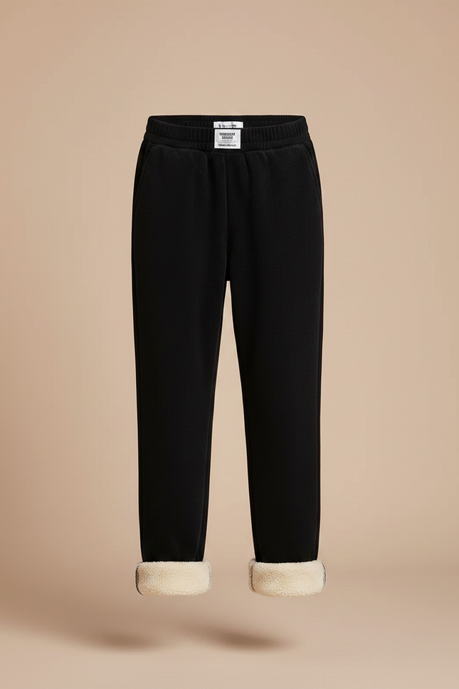 Pantalon Velours Noir Ample Doublé Chaud Décontracté Enfant - Cordé - vue 3