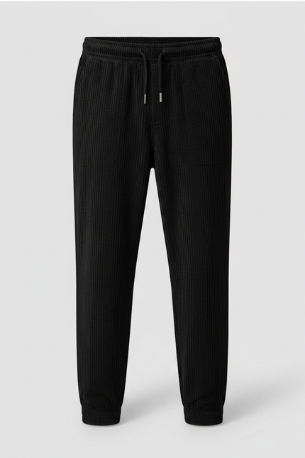 Pantalon Velours Cotelé Homme Large - Noir Cordé - vue 3