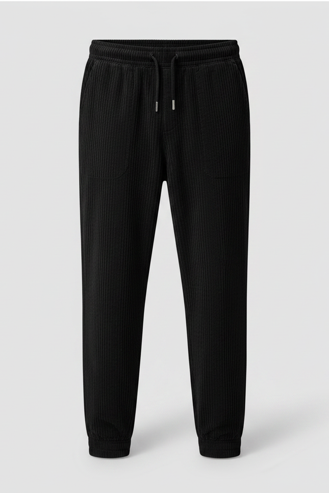 Pantalon Velours Cotelé Homme Large - Noir Cordé - vue 3