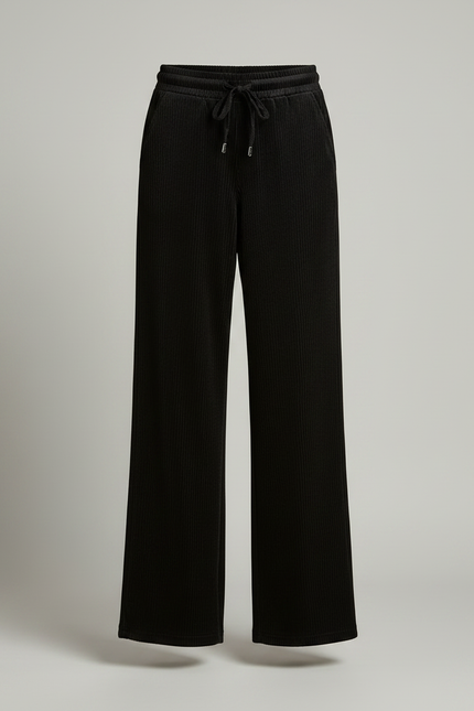 Pantalon Velours Noir Côtelé Ample Confortable Femme - Cordé - vue 3