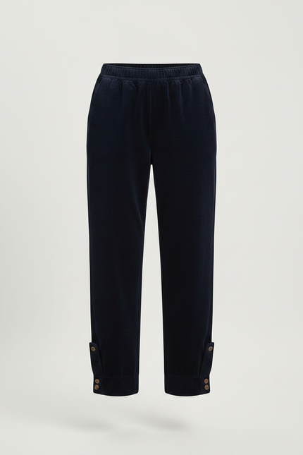 Pantalon Velours Bleu Marine Côtelé Ample Décontracté - Cordé - vue 3