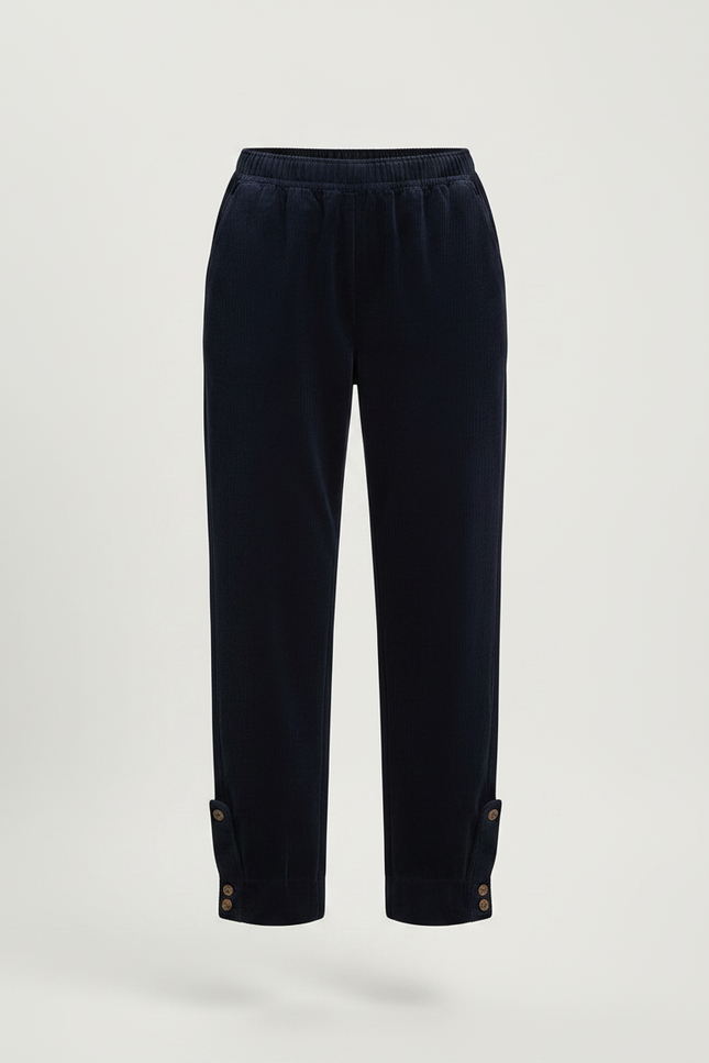 Pantalon Velours Bleu Marine Côtelé Ample Décontracté - Cordé - vue 3