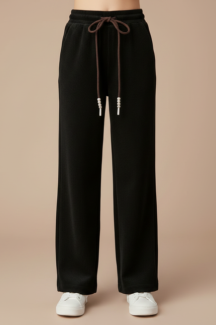 Pantalon Velours Noir Côtelé Ample Enfant Doublé - Cordé - vue 3