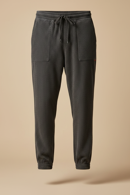Pantalon Velours Côtelé Gris Jogger Décontracté Homme - Cordé - vue 3