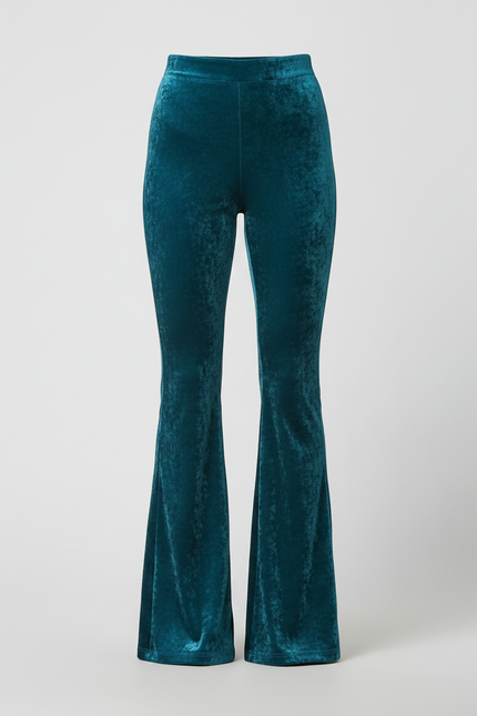 Pantalon Velours Évasé Taille Haute Vert Femme - vue 3