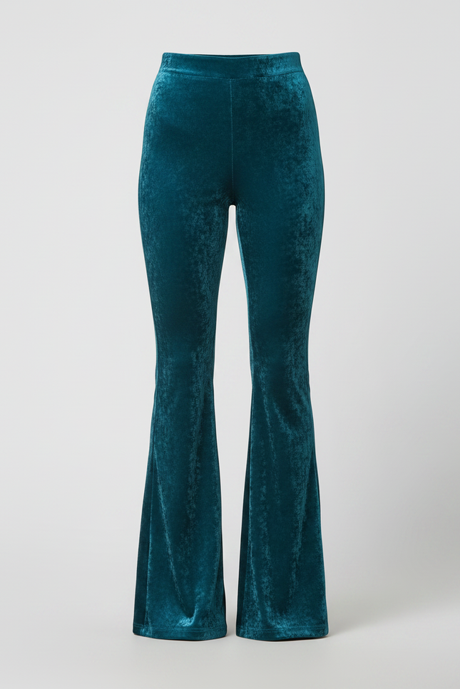 Pantalon Velours Évasé Taille Haute Vert Femme - vue 3