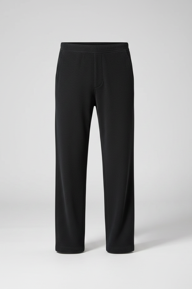 Pantalon Velours Noir Droit Ample Décontracté Homme - Cordé - vue 3