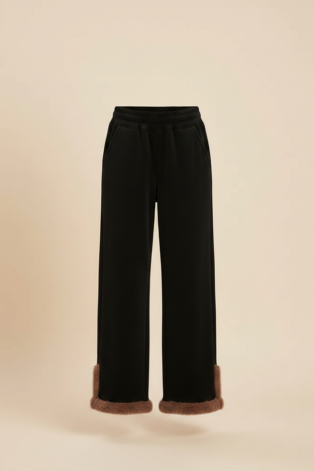 Pantalon Velours Noir Fille Doux Élastique Hiver - vue 3