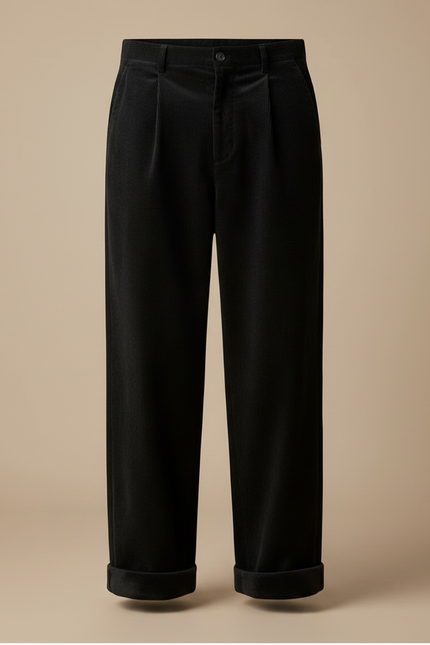 Pantalon Velours Noir Ample Côtelé Homme - Cordé - vue 3