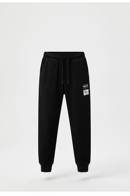 Pantalon Velours Côtelé Noir Ample Enfant Décontracté - Cordé - vue 3
