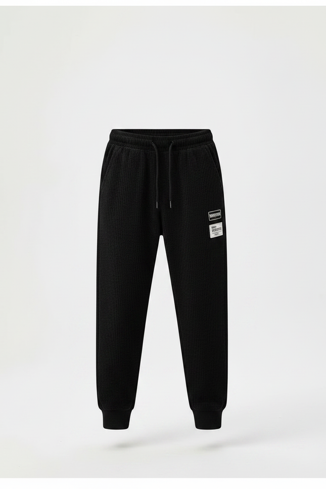 Pantalon Velours Côtelé Noir Ample Enfant Décontracté - Cordé - vue 3