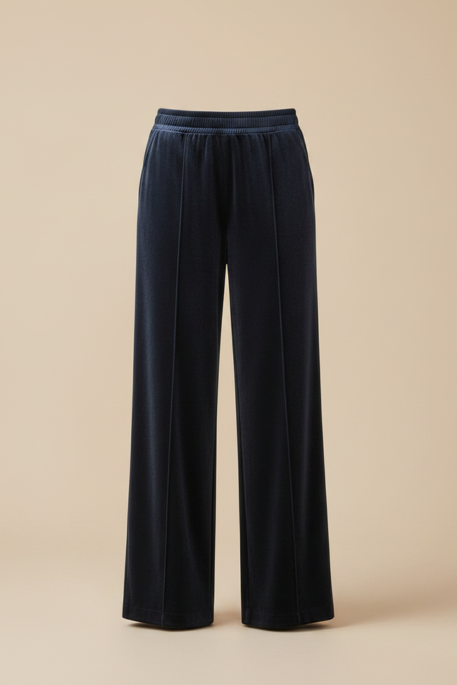 Pantalon Velours Bleu Marine Ample Confortable Femme - vue 3