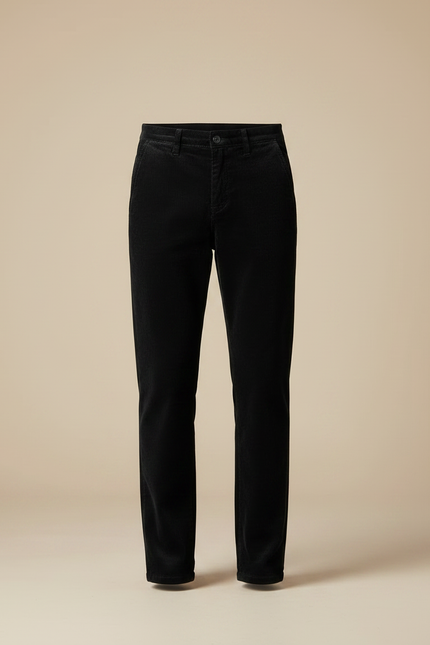 Pantalon Velours Côtelé Noir Homme Droit Slim - Cordé - vue 3