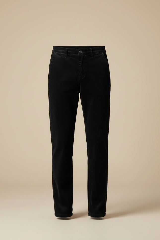 Pantalon Velours Côtelé Noir Homme Droit Slim - Cordé - vue 3