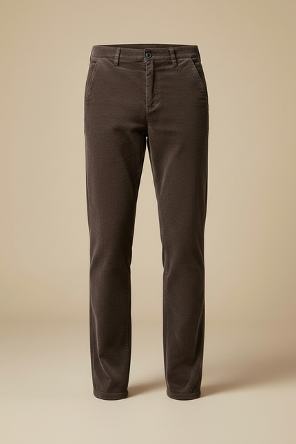 Pantalon Velours Côtelé Marron Slim Homme Chic - Cordé - vue 3