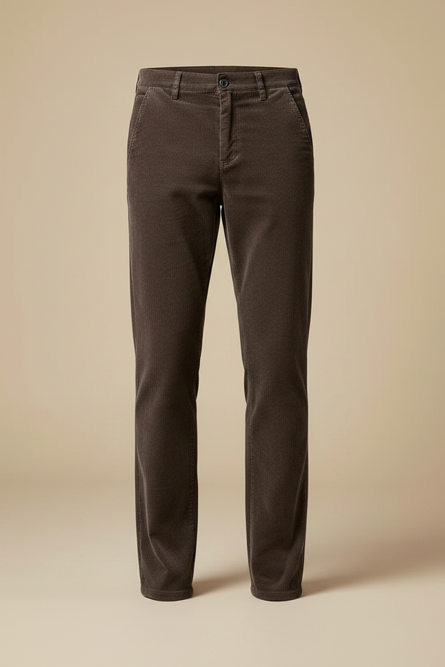 Pantalon Velours Côtelé Marron Slim Homme Chic - Cordé - vue 3