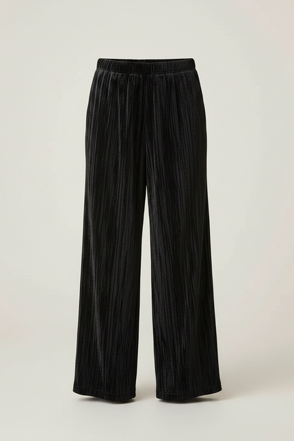 Pantalon Velours Noir Plissé Ample Enfant Décontracté - vue 3